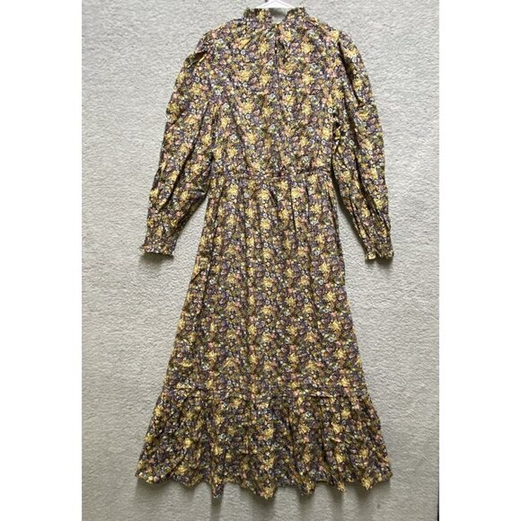 Universal Thread Women's Dress S Maxi Floral Print Multi Color Long Sleeve New - Picture 2 of 8
